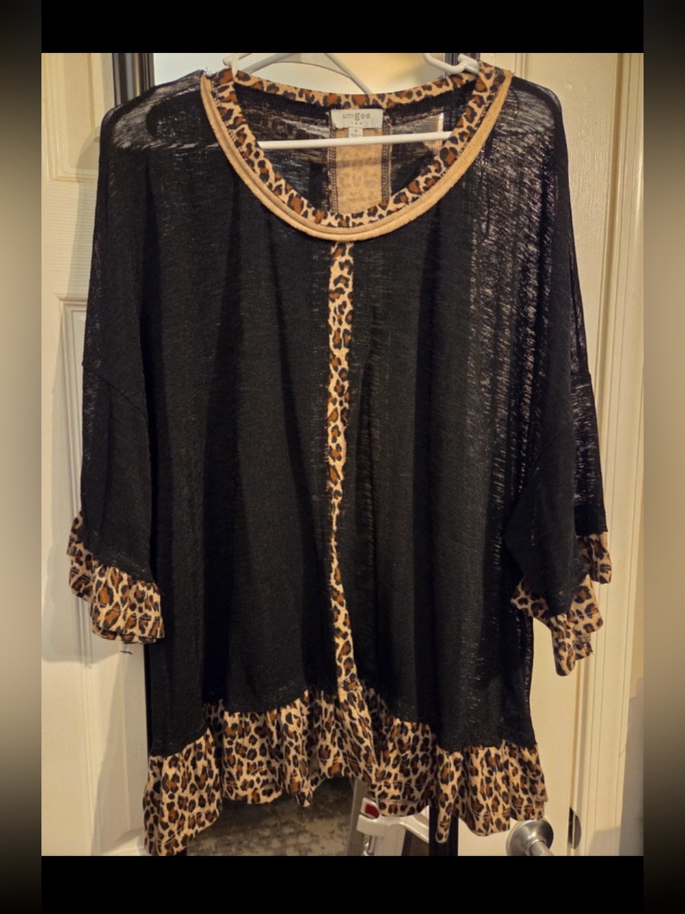 Umgee Med Animal Print oversized sheer blouse